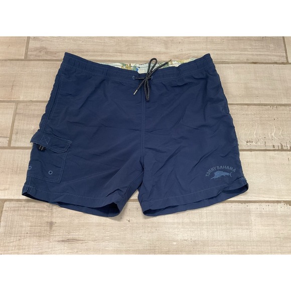 Tommy Bahama Swim Trunks Navy Netting Board Shorts Beach Pockets Mens L Pool - Picture 1 of 8